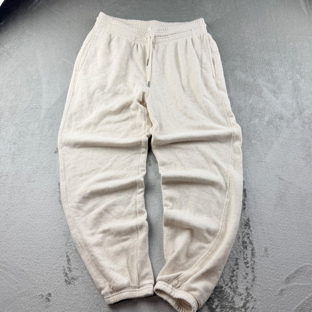 Aerie Women's Small Petite Cream Oatmeal Fleece Jogger Sweatpants